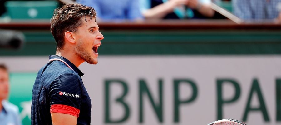 Dominic Thiem celebra un punto ante Cecchinato Dominic Thiem celebra un punto ante Cecchinato