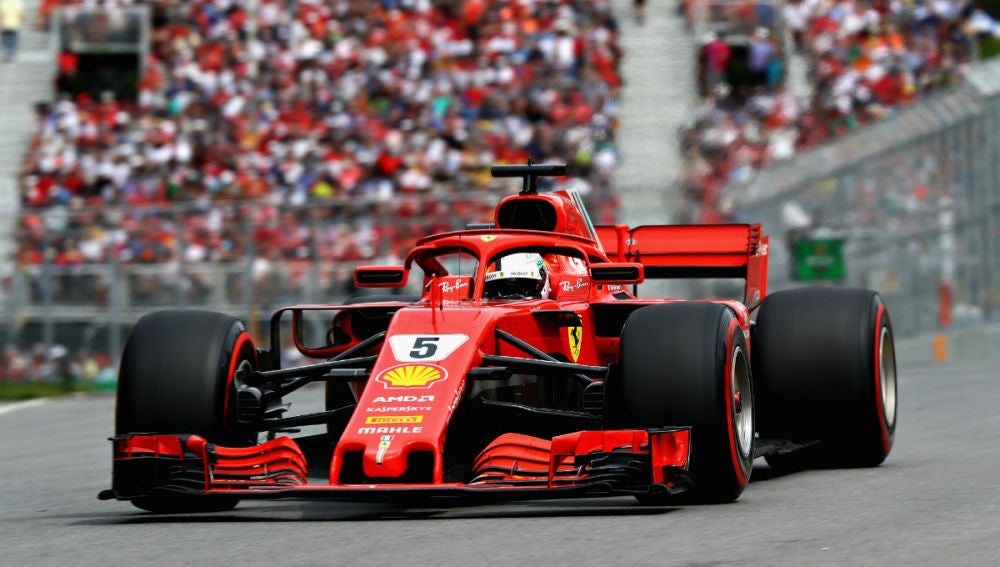 Vettel, con el Ferrari en Canadá