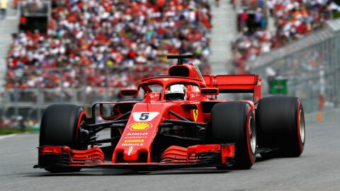 Vettel, con el Ferrari en Canad&aacute;