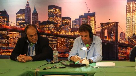 Javier Tebas junto a Jos&eacute; Ram&oacute;n de La Morena en El Transistor