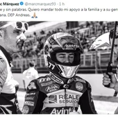 Tuit de Marc Márquez lamentado la muerte de Andreas Pérez Tuit de Marc Márquez lamentado la muerte de Andreas Pérez