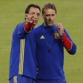 Pablo Sanz y Julen Lopetegui, entrenadores de la Selección española de fútbol