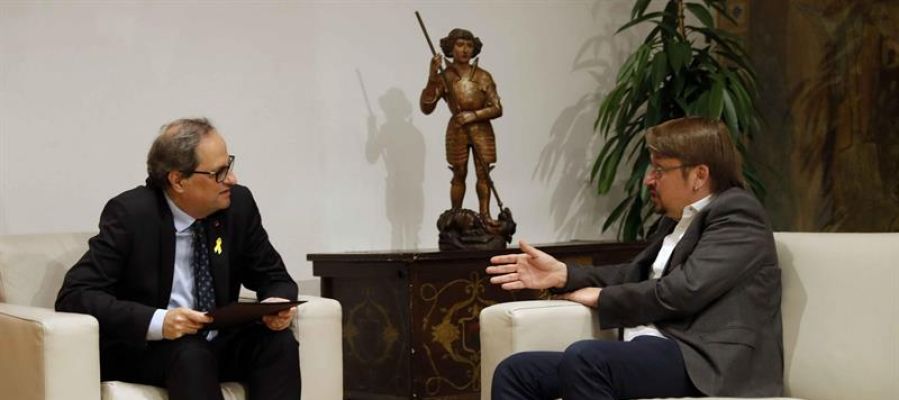 Quim Torra y Xavi Doménech en su reunión en el Palau Quim Torra y Xavi Doménech en su reunión en el Palau