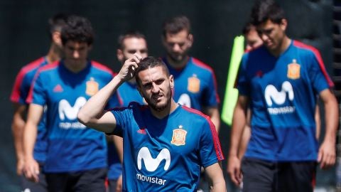 Koke, en el entrenamiento de Espa&ntilde;a en Krasnodar