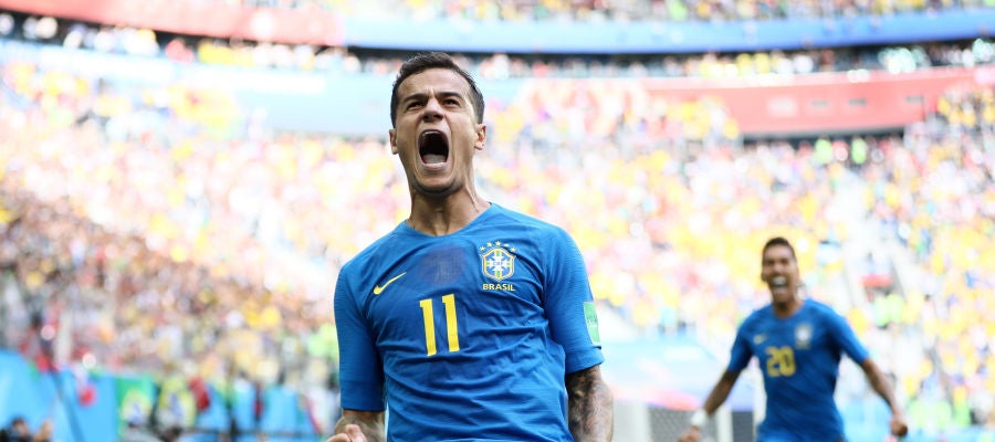 Coutinho celebra su gol con la selección de Brasil Coutinho celebra su gol con la selección de Brasil