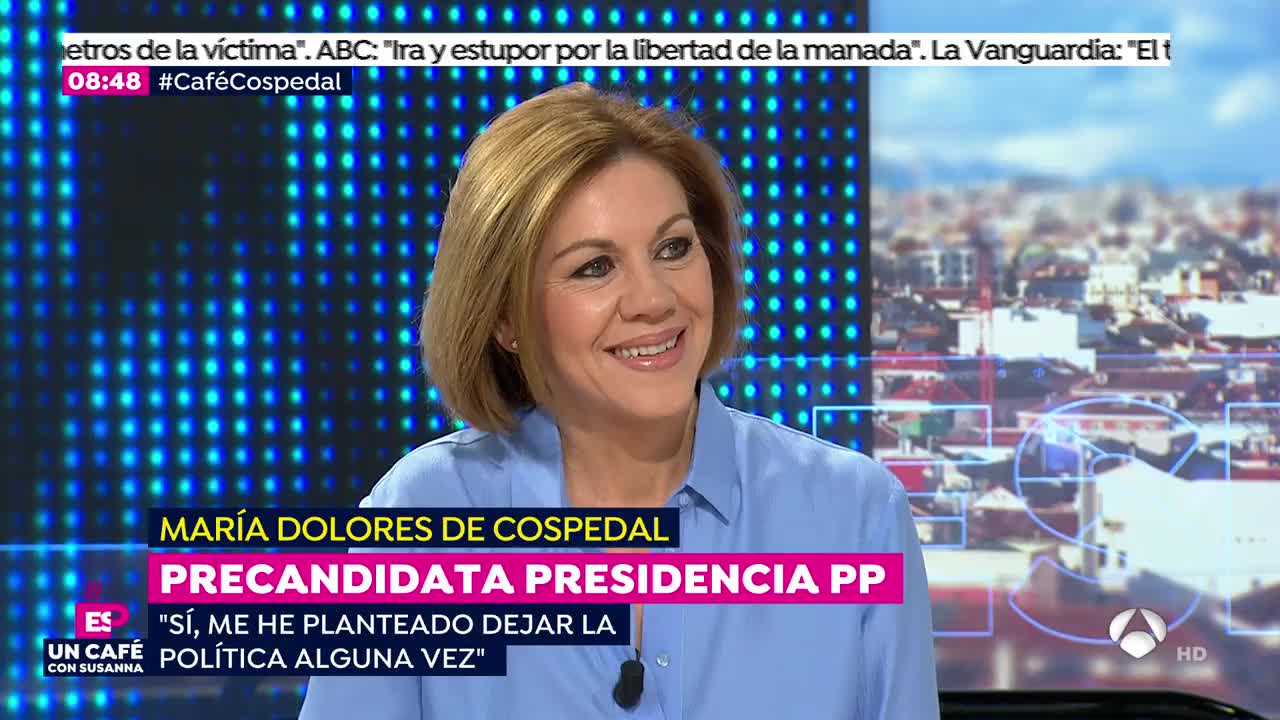 <p>Cospedal: "Una parte de mi pensó que podía ser que hubiera llegado el tiempo de dejar el ámbito político"</p> <p>Cospedal: "Una parte de mi pensó que podía ser que hubiera llegado el tiempo de dejar el ámbito político"</p>