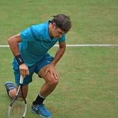 Federer hinca la rodilla en Halle Federer hinca la rodilla en Halle