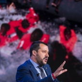 El ministro italiano del Interior Matteo Salvini en un programa de televisión. 