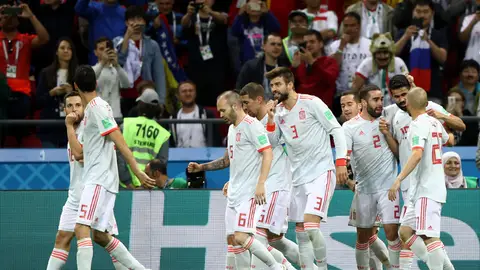 La selección española celebra un gol La selección española celebra un gol
