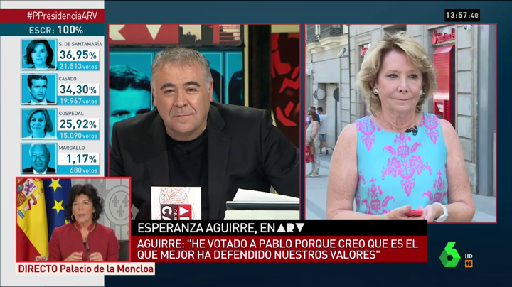 Aguirre: "No tiene por qué gobernar el más votado en la primera de dos vueltas" Aguirre: "No tiene por qué gobernar el más votado en la primera de dos vueltas"