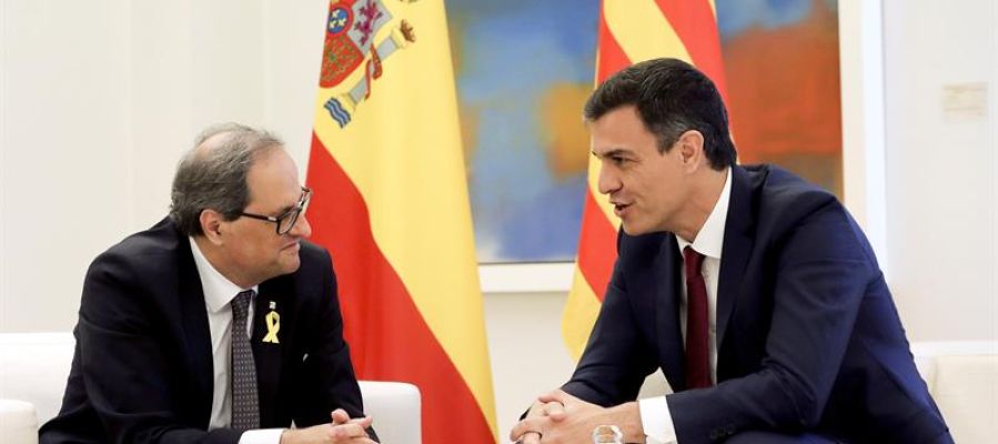 Pedro Sánchez y Quim Torra durante su reunión en Moncloa Pedro Sánchez y Quim Torra durante su reunión en Moncloa