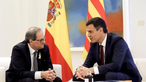Pedro S&aacute;nchez y Quim Torra durante su reuni&oacute;n en Moncloa