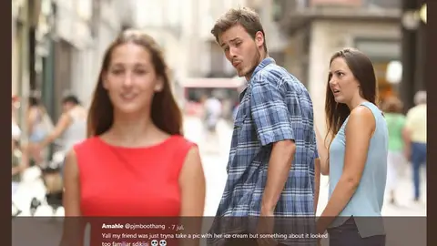 Copia el meme del novio distraido Copia el meme del novio distraido