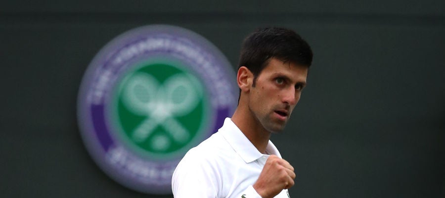 Djokovic celebrando un punto ante Khachanov Djokovic celebrando un punto ante Khachanov