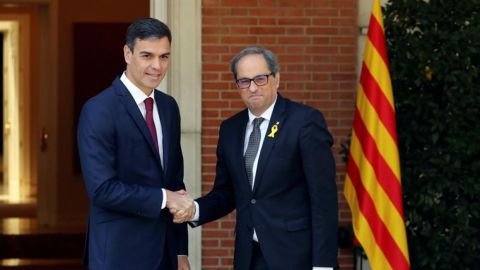 laSexta Noticias 14:00 (09-07-18) Pedro S&aacute;nchez y Quim Torra finalizan dos horas y media de una reuni&oacute;n marcada por los gestos de coordialidad