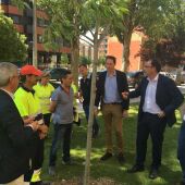 El alcalde de la capital, Alfonso Polanco, visita a los operarios del VI plan de empleo municipal. 