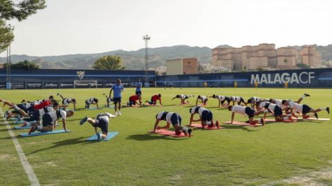 El M&aacute;laga CF en un entrenamiento de pretemporada