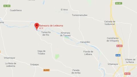Imagen de Google Maps del balneario de Ledesma, en Salamanca