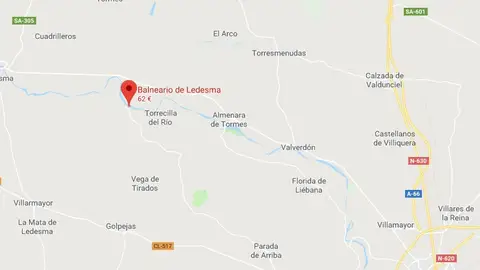 Imagen de Google Maps del balneario de Ledesma, en Salamanca Imagen de Google Maps del balneario de Ledesma, en Salamanca