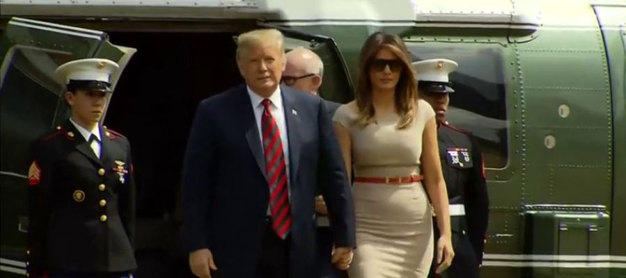 Trump llegando a Londres para iniciar su primera visita oficial Trump llegando a Londres para iniciar su primera visita oficial
