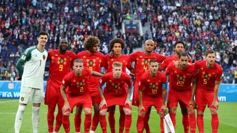 Selecci&oacute;n belga antes de jugar contra Francia