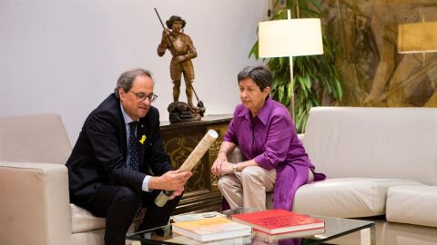 Quim Torra y Teresa Cunillera en el Palau de la Generalitat