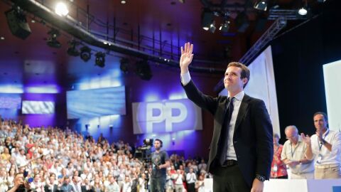 Pablo Casado en una imagen del Congreso Extraordinario del PP