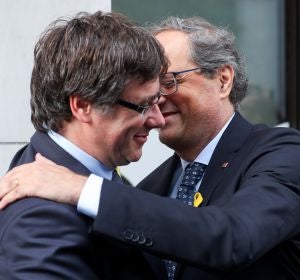 El ex presidente catalán Carles Puigdemont es recibido por el presidente de la Generalitat de Catalunya, Quim Torra, en Bruselas El ex presidente catalán Carles Puigdemont es recibido por el presidente de la Generalitat de Catalunya, Quim Torra, en Bruselas
