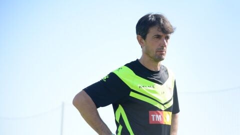 Pacheta, en uno de los entrenamientos de pretemporada en el anexo.
