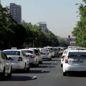 Taxistas colapsan el Paseo de la Castellana