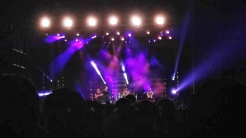 David Bustamente en un momento de su actuaci&oacute;n en la barraca municipal de las fiestas de Elche 