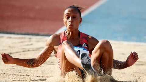 Ana Peleteiro, en la prueba de triple salto