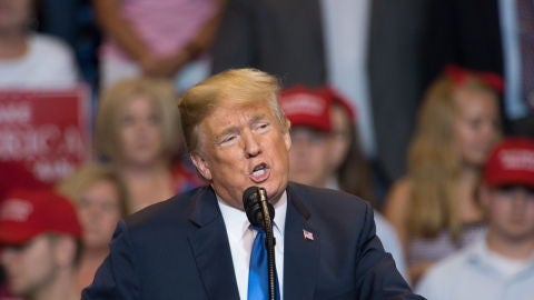 Donald Trump durante un discurso