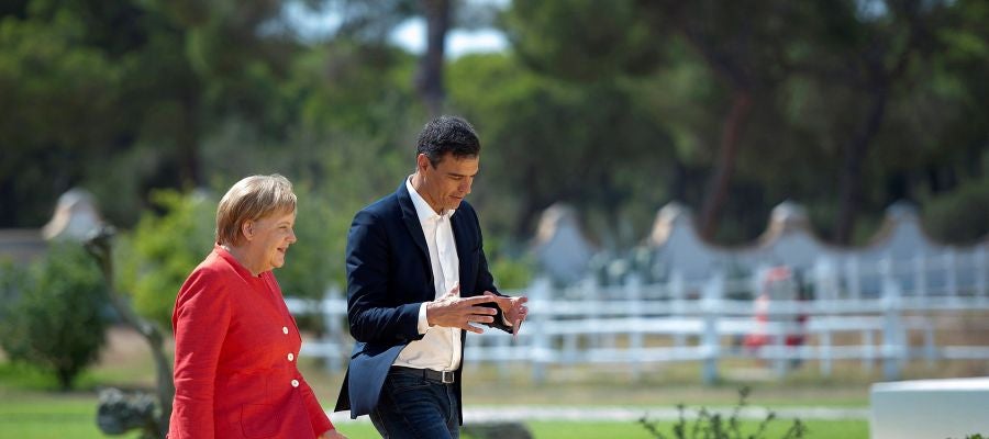 El presidente de gobierno de España, Pedro Sánchez, y la canciller alemana Angela Merkel El presidente de gobierno de España, Pedro Sánchez, y la canciller alemana Angela Merkel