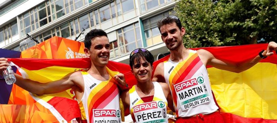 El extremeño Álvaro Martín y la andaluza María Pérez regalaron a España un doblete de oro histórico en los 20 km marcha de los campeonatos de Europa. El extremeño Álvaro Martín y la andaluza María Pérez regalaron a España un doblete de oro histórico en los 20 km marcha de los campeonatos de Europa.