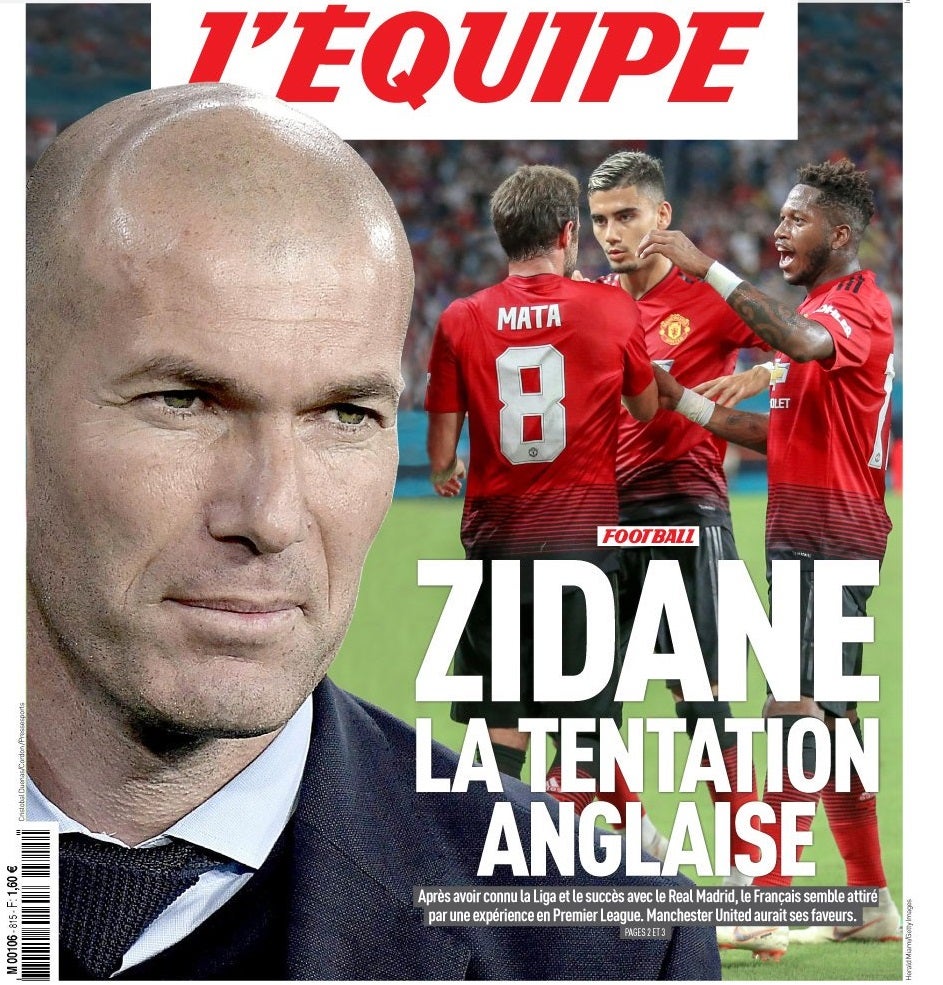 La 'tentación inglesa' de Zidane: le gustaría sustituir a Mourinho en el Manchester United La 'tentación inglesa' de Zidane: le gustaría sustituir a Mourinho en el Manchester United