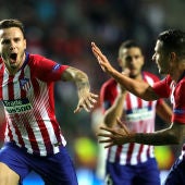 Saúl celebra su gol con el Atlético de Madrid