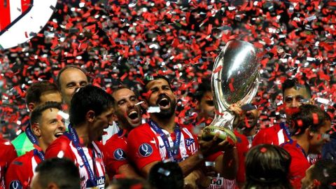 El Atl&eacute;tico de Madrid celebra el t&iacute;tulo de la Supercopa de Europa