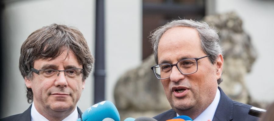 El expresidente catalán, Carles Puigdemont, y el presidente de la Generalitat, Quim Torra El expresidente catalán, Carles Puigdemont, y el presidente de la Generalitat, Quim Torra