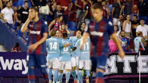 El Celta celebra un gol ante el Levante