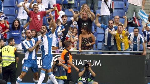 Jugadores del Espanyol celebrando un gol
