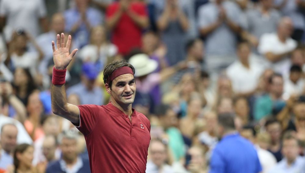 Roger Federer en un parido del US Open