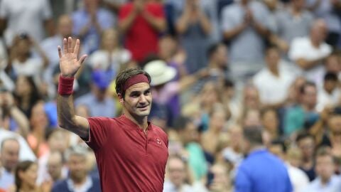 Roger Federer en un parido del US Open
