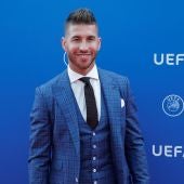 Sergio Ramos, durante la gala de los premio de la UEFA