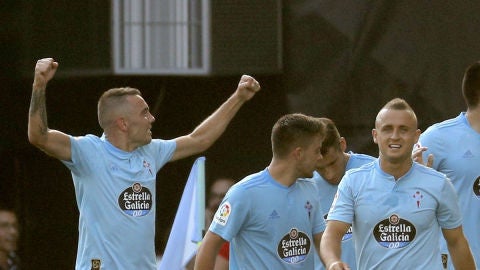 El Celta celebra un gol