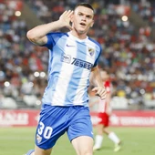 El jugador del Málaga, Harper, celebra su gol frente al Almería El jugador del Málaga, Harper, celebra su gol frente al Almería