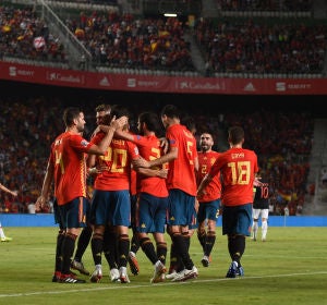 La selección española celebra un gol La selección española celebra un gol
