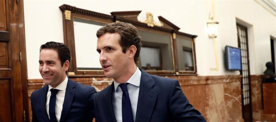 El presidente del PP, Pablo Casado, y el secretario general del PP, Teodoro García Egea El presidente del PP, Pablo Casado, y el secretario general del PP, Teodoro García Egea