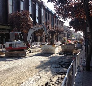 La calle Libreros de Alcalá en obras La calle Libreros de Alcalá en obras
