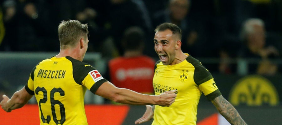 Paco Alcácer celebra su primer gol con el Dortmund Paco Alcácer celebra su primer gol con el Dortmund